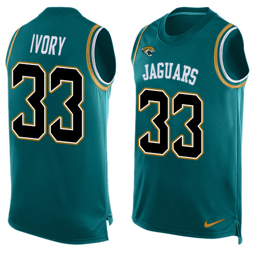 Men's Limited Chris Ivory Nike Jersey Teal Green - #33 Player Name & Number Tank Top NFL Jacksonville Jaguars